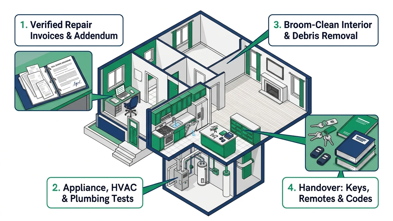 3D residential real estate cutaway checklist for a pre-closing final walk-through