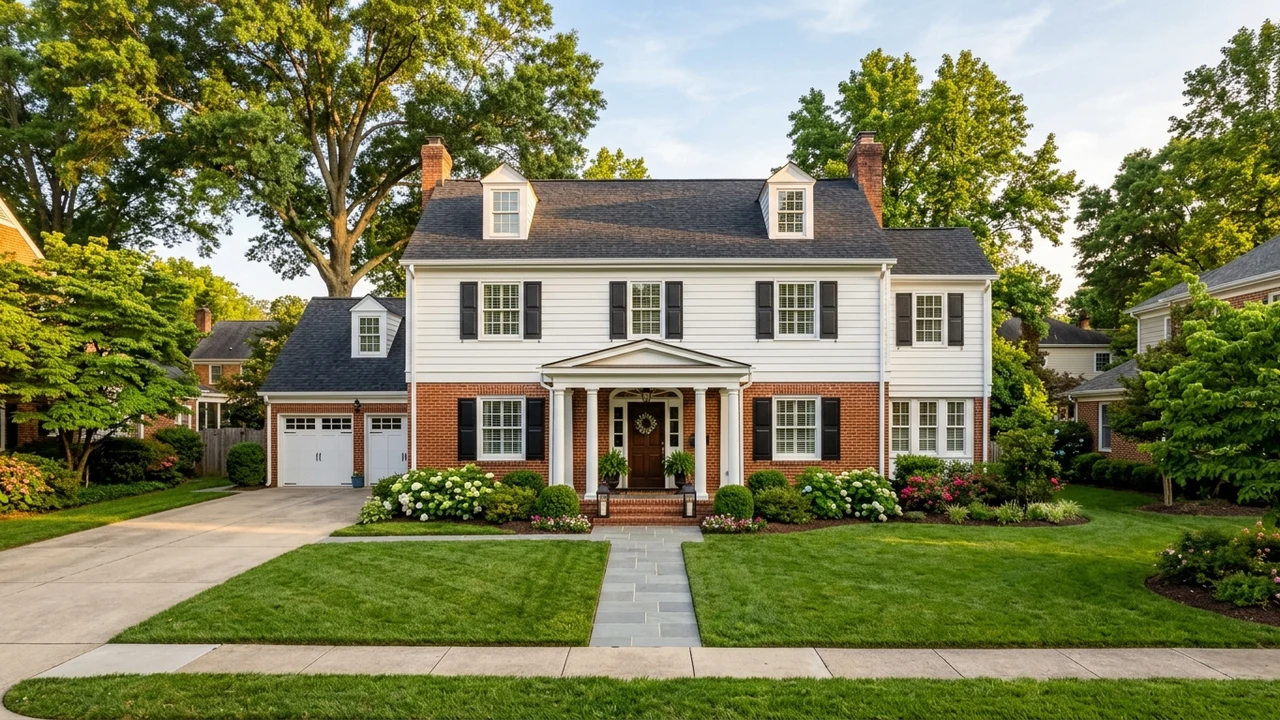 Charming two-story single-family tenant-occupied residential home with front lawn and paved driveway in Richmond Virginia